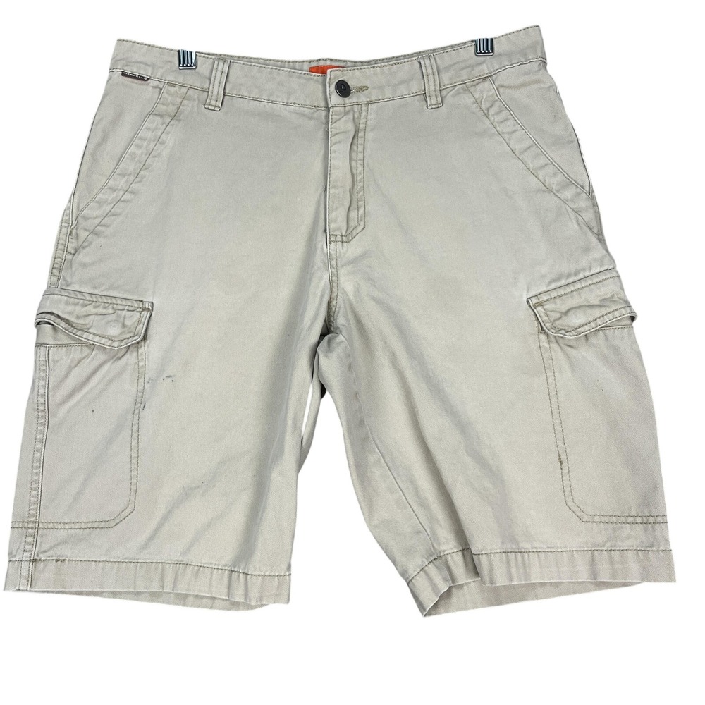 Merrell‎ Cargo Shorts Mens 32 Khaki Beige Outdoor Utility Pockets Hiking STAIN